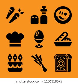 object, closeup, hot, icing, soup and copyspace icon vector set. Flat vector design with filled icons. Designed for web and software interfaces