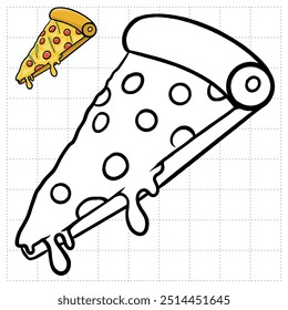 Object Coloring Book for Kids. Food Series - pizza slice