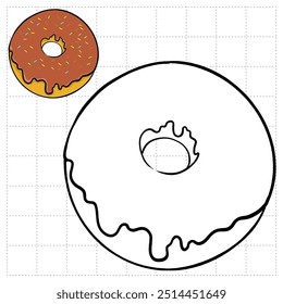 Object Coloring Book for Kids. Food Series - Chocolate Donut