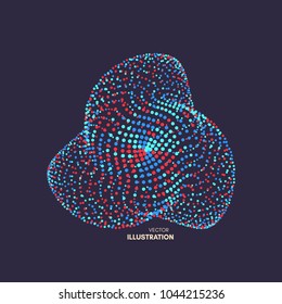 Object consisting of points. 3d futuristic technology style. Vector illustration.