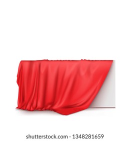 Object covered with red silk cloth. Vector illustration