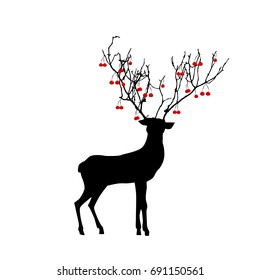 An object of a deer with horns of a tree. Vector