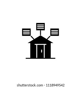 Object description black icon concept. Object description flat  vector symbol, sign, illustration.