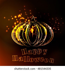 The object for design Halloween. Pumpkin on a black background. Ideal for greetings, invitations, postcard, flyer, cover.