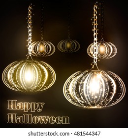 The object for design Halloween. Pumpkin on a black background. Ideal for greetings, invitations, postcard, flyer, cover.