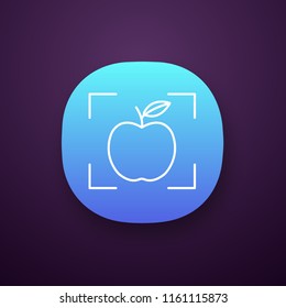 Object detection app app icon. Deep learning. Artificial intelligence. Apple in focus. UI/UX user interface. Web or mobile application. Vector isolated illustration