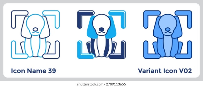 El icono de detección de objetos permite a los App de AR identificar y responder a elementos específicos en el entorno del usuario. Azul, azul plano, estilo Dualtone.