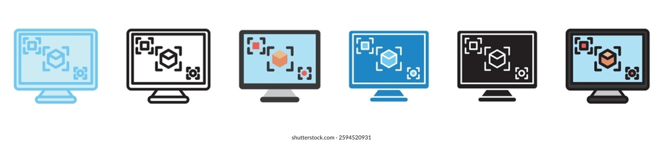 Object Detection multi style icon set. use for modern concept, print, UI, UX kit, web and app development. Vector EPS 10, related to artificial intelligence, technology theme.