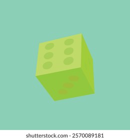 Object Dice WIth COlor Green and the background si blue