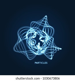 Objeto com pontos. Grade molecular. Estilo de tecnologia 3d com partícula. Ilustração vetorial. Estrutura de conexão futurista para química e ciência.