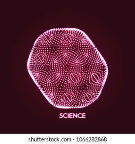 Object with dots. Molecular grid. 3d technology style with particle. Vector illustration. Futuristic connection structure for chemistry and science.