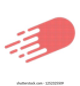 Object flight halftone dotted icon. Halftone pattern contains circle elements. Vector illustration of object flight icon on a white background.