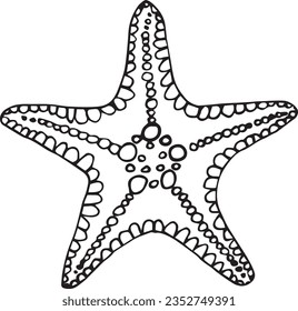 Object fn a marine, tropical theme. Sea starfish hand drawn illustration vector. Isolated. For decoration and design.
