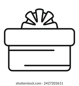 Object gift box icon outline vector. Ribbon package. Happy discount shop