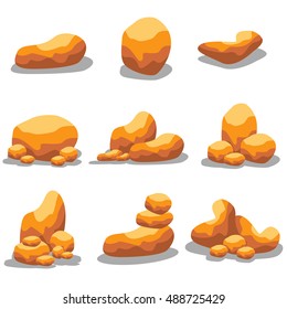 Object golden rock vector art illustration collection