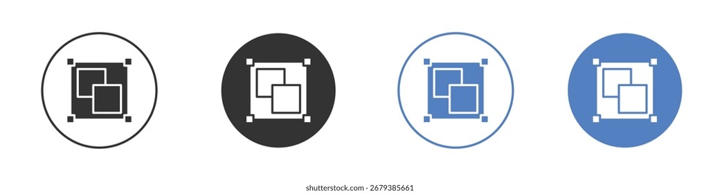 Object group icon collection for app in black and blue colors