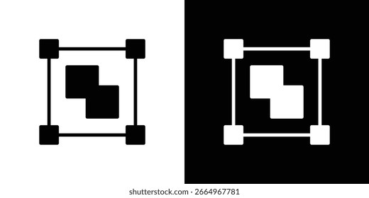 Object group icon in flat black solid vector set