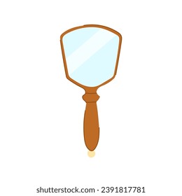 object hand mirror cartoon. ornate fashion, makeup vintage, antique old object hand mirror sign. isolated symbol vector illustration