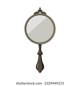 object hand mirror cartoon. retro antique, ornate round, accessory beautiful object hand mirror sign. isolated symbol vector illustration