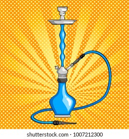 Object hookah colorful drawing. Pop art background. Vector illustration. Turkish national subject
