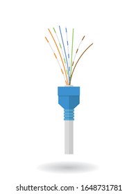 Das Objektsymbol-LAN-Kabel zeigt die inneren Linien mit verschiedenen Farben auf isoliertem weißem Hintergrund.