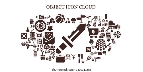 object icon set. 93 filled object icons.  Simple modern icons about  - Knife, Gifts, Folder, Beach ball, Mushroom, Signpost, Jewelry, Soup ladle, Jukebox, Purse, Shopping basket
