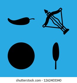 object icon set about crossbow, tree, ball and pepper vector set