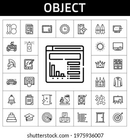 object icon set. line icon style. object related icons such as washing machine, newspaper, door, blackboard, smartphone, surfboard, book, church, screen, box, wall clock, satellite dish