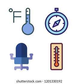 object icon set. vector set about thermometer, compass and office chair icons set.