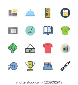 object icon set. vector set about flask, shirt, skirt and trophy icons set.