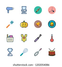 object icon set. vector set about paint brush, bell, mixer and vector icons set.