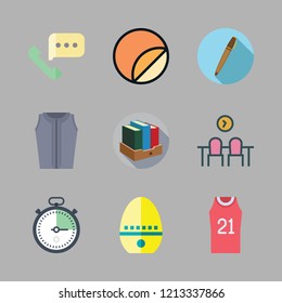 object icon set. vector set about sticker, workspace, books and phone call icons set.
