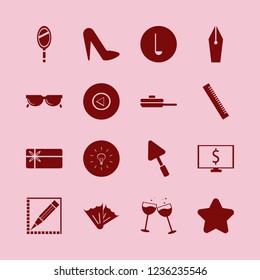 object icon. object vector icons set bulb, women shoes, pan and pencil