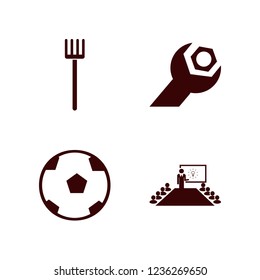 object icon. object vector icons set pitchfork, present new idea, wrench gear and soccer ball