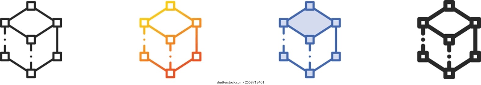 object icon.Thin Linear, Gradient, Blue Stroke and bold Style Design Isolated On White Background