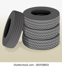 Object illustration, a lot of tires. Ideal for informational and institutional
