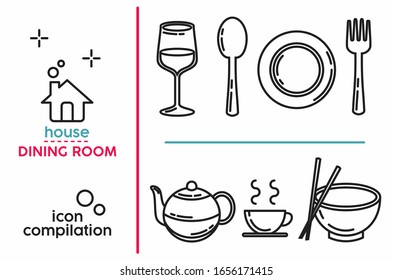 The object inside the house, Dining room edition, line art vector