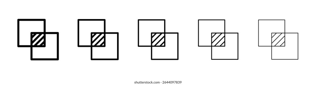 Conceito de ícone de interseção de objetos. design gráfico, logotipo, Web, UI.