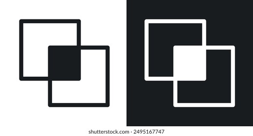 Object intersect vector icon set in solid style.