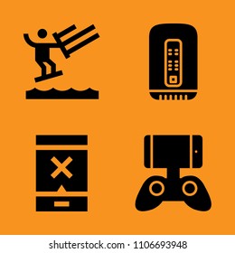 object, kitesurfer, pin and active icons set. Vector illustration for web and design