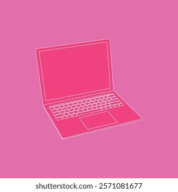 Object laptop with theme color is pink