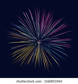 Object low poly vector of fireworks in high details. With black color background. EPS 10.
