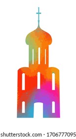 The object is a multi-colored church. Vector illustration