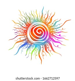 The object is a multicolored sun. Hello summer. Vector illustration