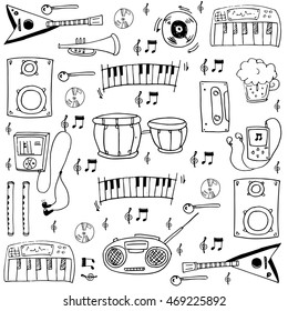 Object music doodles vector art stock collection