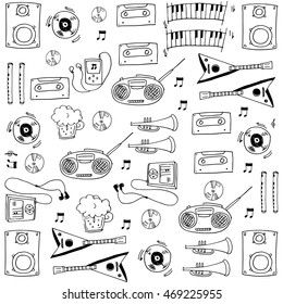 Object music tool in doodles vector illustration