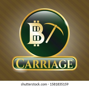 [object O Shiny emblem with bitcoin mining icon and Carriage text insidebject]