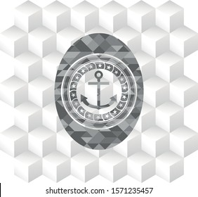 [object Oanchor icon inside grey emblem with geometric cube white backgroundbject]
