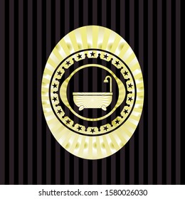 [object Obathtub icon inside golden badgebject]
