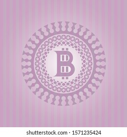 [object Obitcoin icon inside pink emblem. Retrobject]